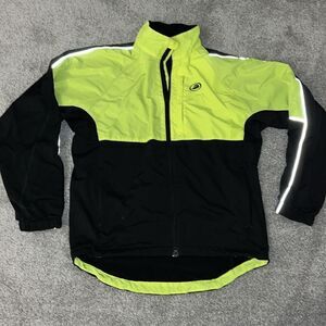 high visibility reflective black neon performance bike cycling fleece jacket XL